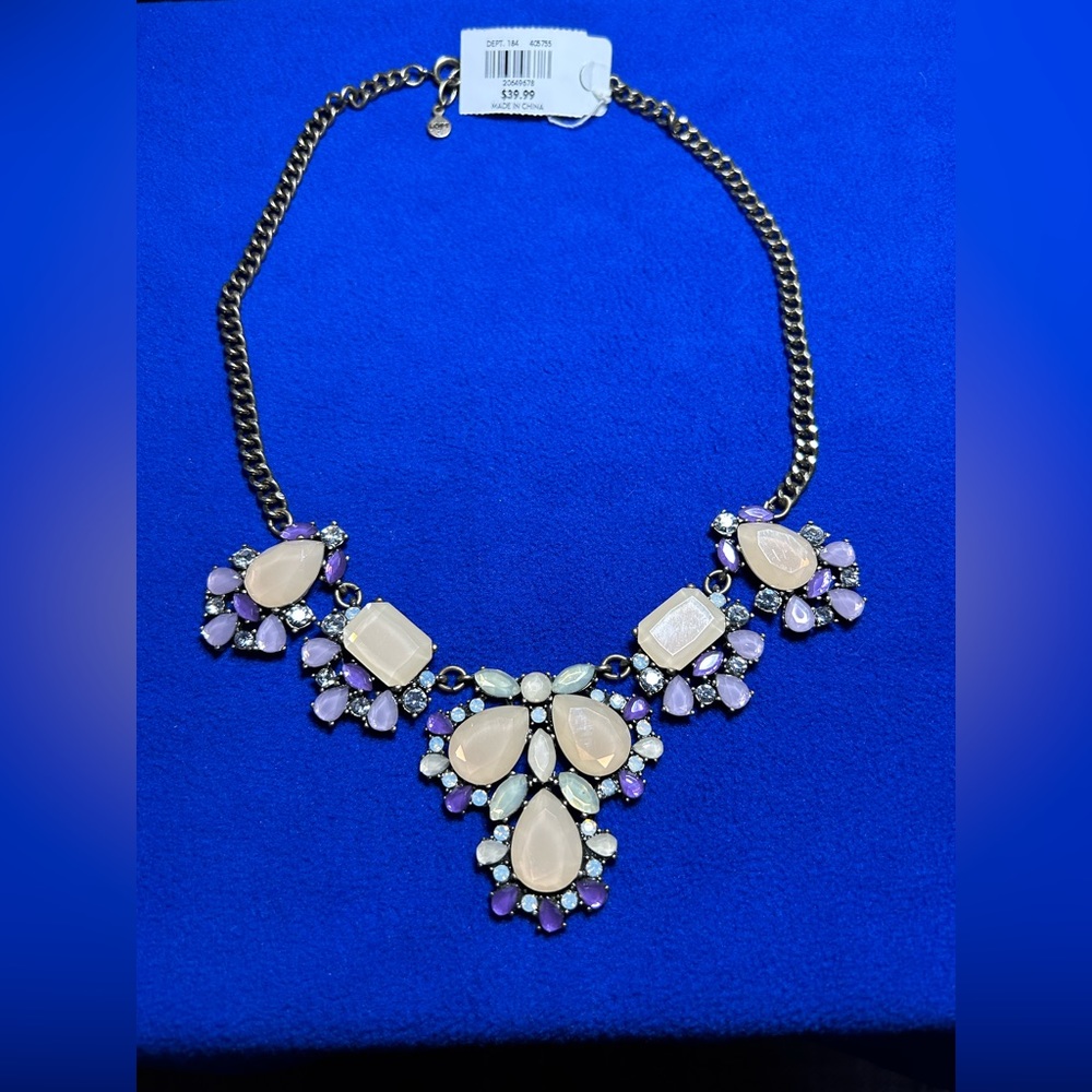 Loft Lavender Multitone Rhinestone Necklace. NWT Classic Statement Piece